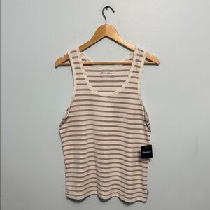 Eddie Bauer Beige and Brown Striped Tank Top